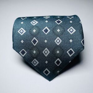 Vintage Structure Tie Men's 100% Silk Pine‎ Green Tie Diamond Medallion 59L 4W